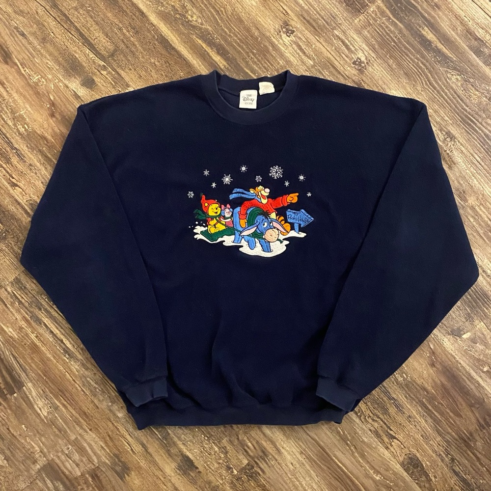 Vintage 1990s Disney Cartoon Characters To Poohs House Fleece Crewneck